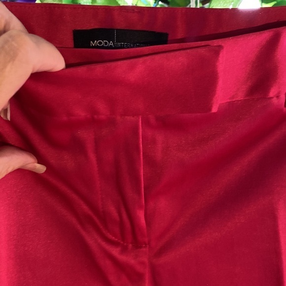 Moda International cranberry red satiny feel pants - Picture 3 of 8